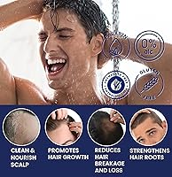 Vista 3 de Champú de Biotina para el Crecimiento del Cabello para Hombres: Champú Espesante Natural con Aceite de Árbol de Té, Ginseng y Menta para la Pérdida
