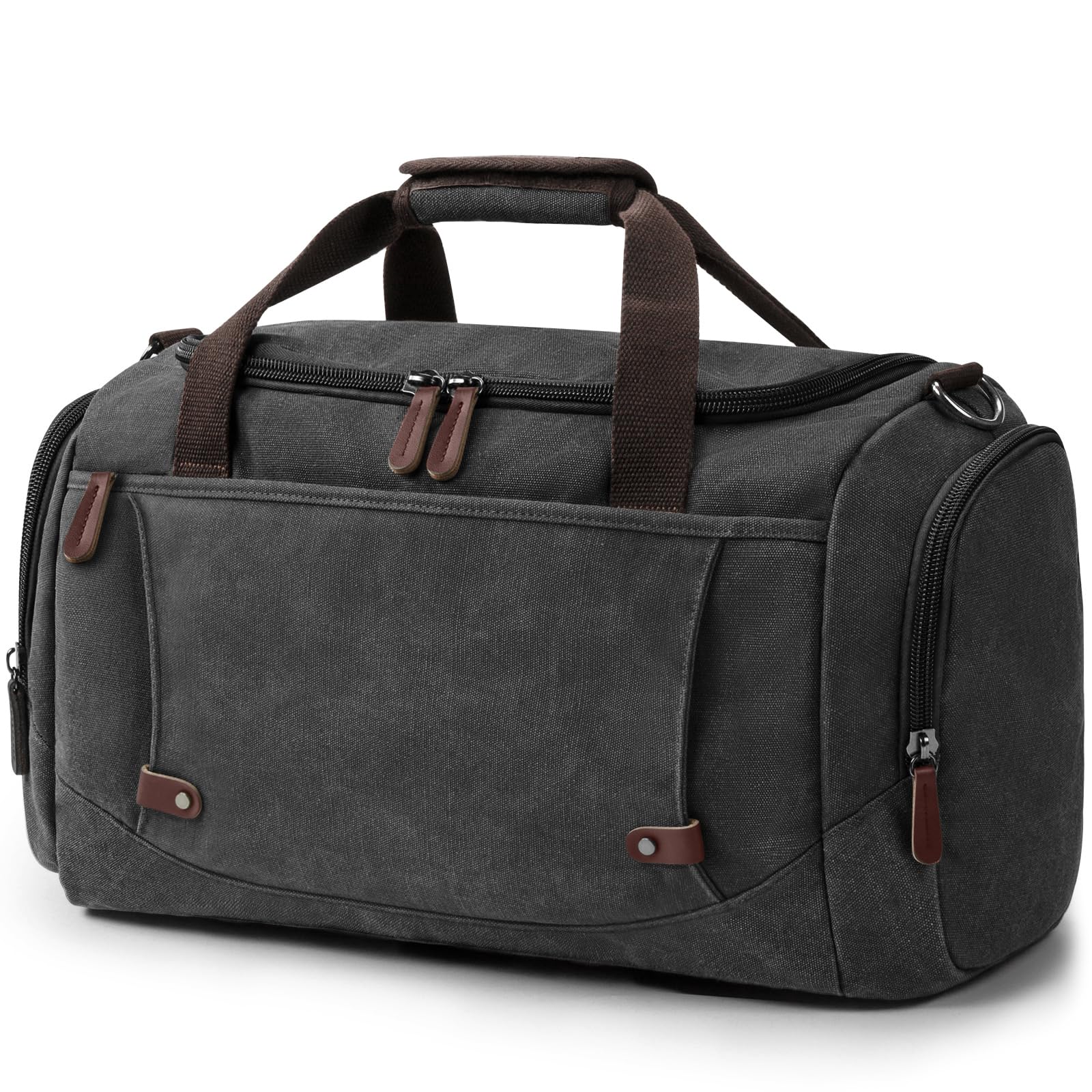 Sac de Voyage Vintage Sac de Voyage en Cuir et Toile Sac Weekend Homme,Grande capacité 40l,Convient pour Voyage, Camping, Week - End Voyage,Toile Vintage (Noir)