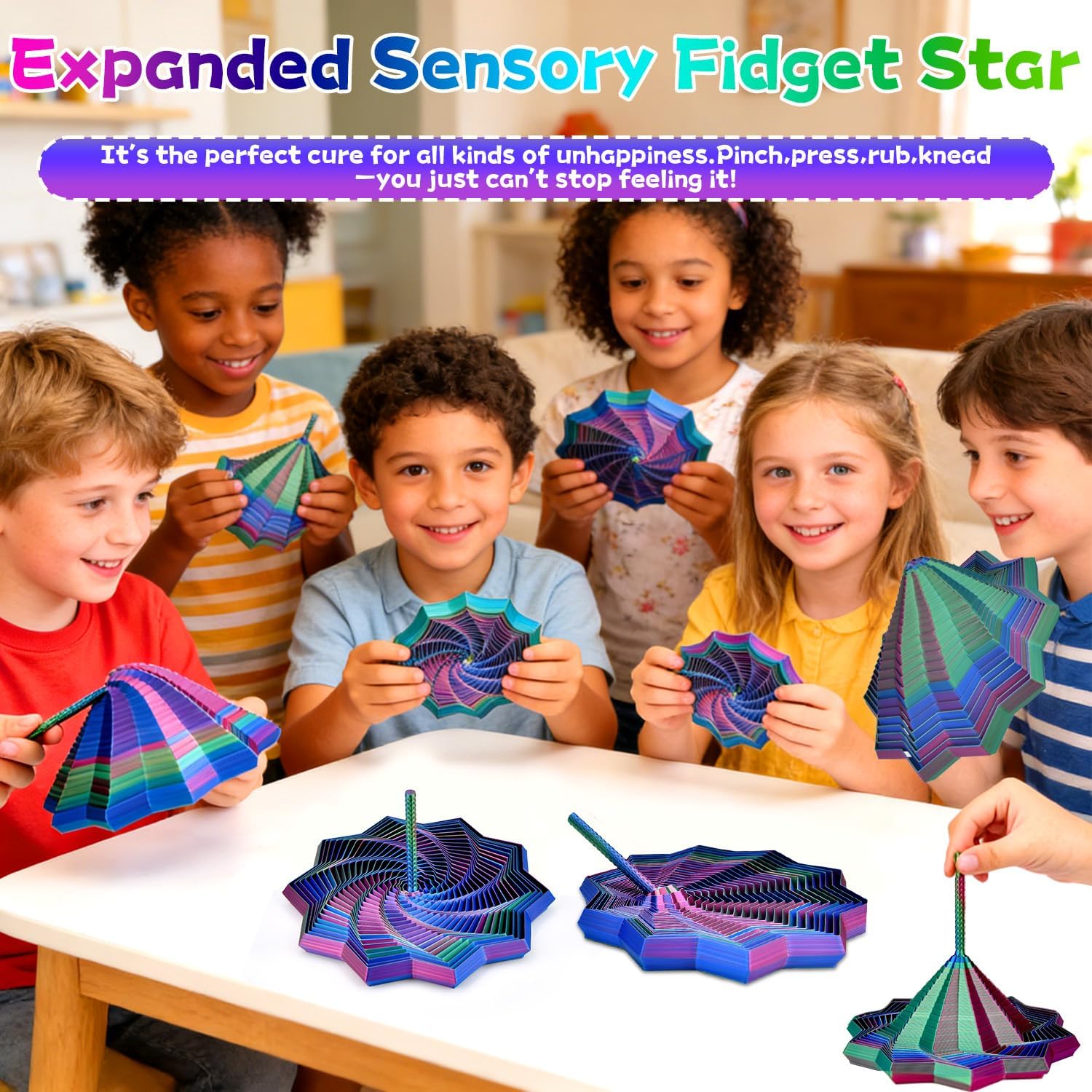 Fractal Sensory Fidget Star, 3D Printed Fidgets, 9 CM Expanded Sensory Fidget Star with Handle - Image 3
