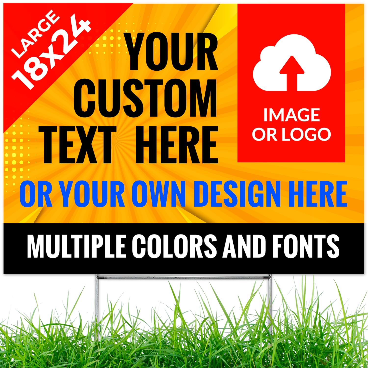 Custom Yard Sign, Personalized Sign For Outdoor, 18x24 Inches with Metal H Stake, Double Sided, Corrugated Plastic, Made in USA by Sigo Signs