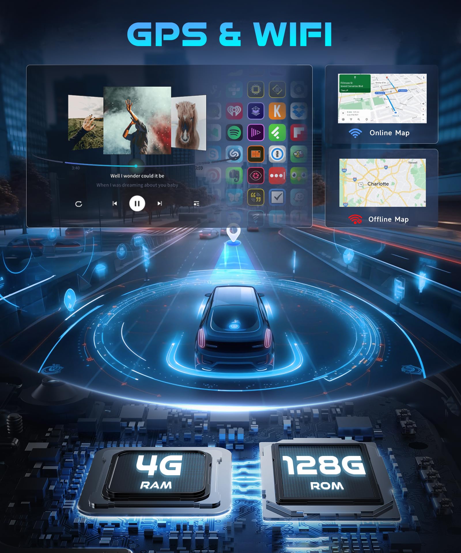 Junsun Autoradio Android 13 2Go+64Go Pour Peugeot 407(2004-2008) 9''Écran Tactile Avec Carplay