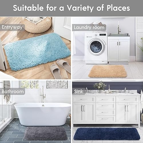 Miniatura 7 de Phantoscope Alfombras de baño Juego de 2 alfombras de baño antideslizantes de microfibra ultra suave, alfombras de baño de felpa absorbente de