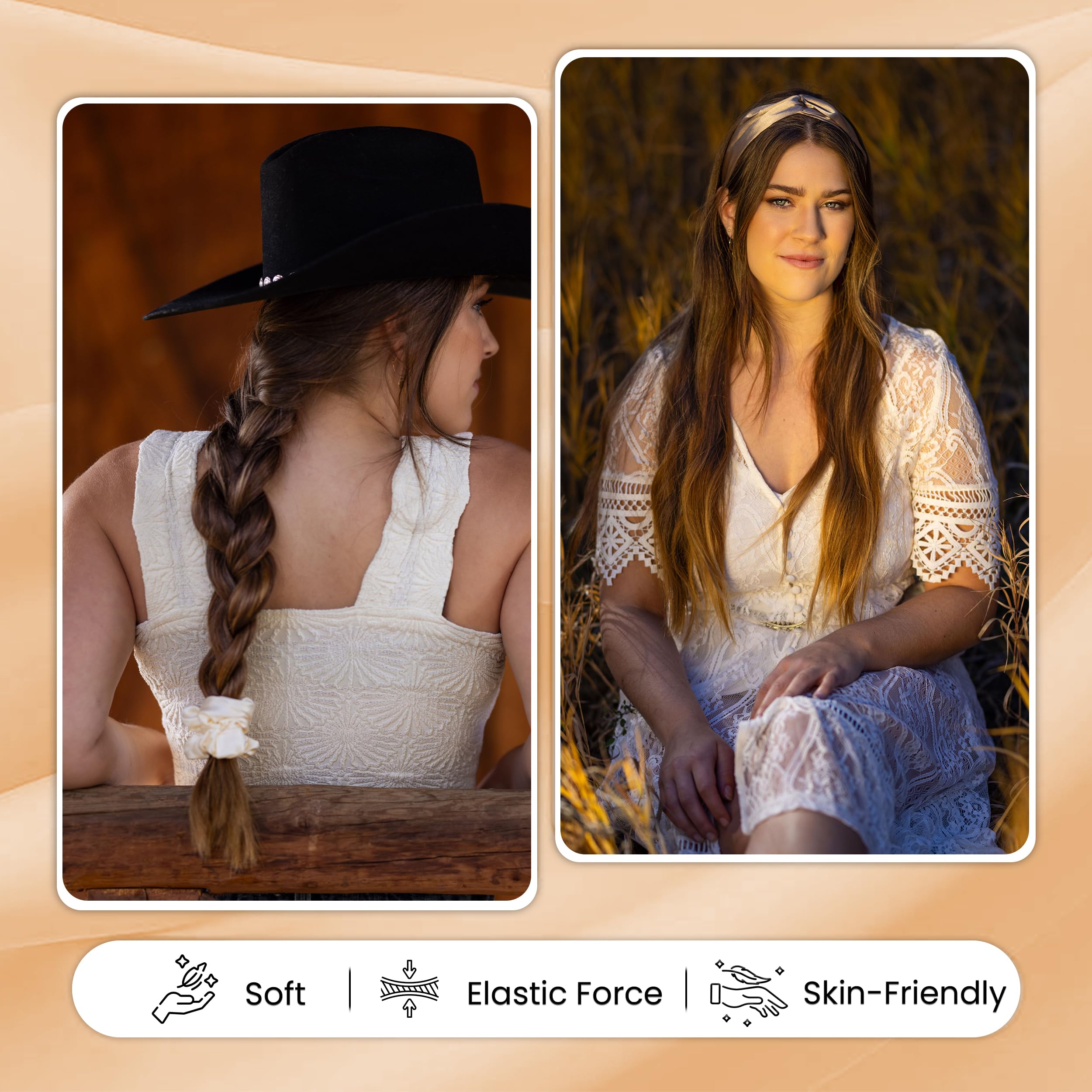 Satin Silk Pillowcase Gift Set for Women | Soft & Smooth Pillow Case | Spa Headband and Scrunchies | Silk Hair Scrunchies & Luxury Hair Accessories for Women | 4 Pieces Gift Set - Light Pink