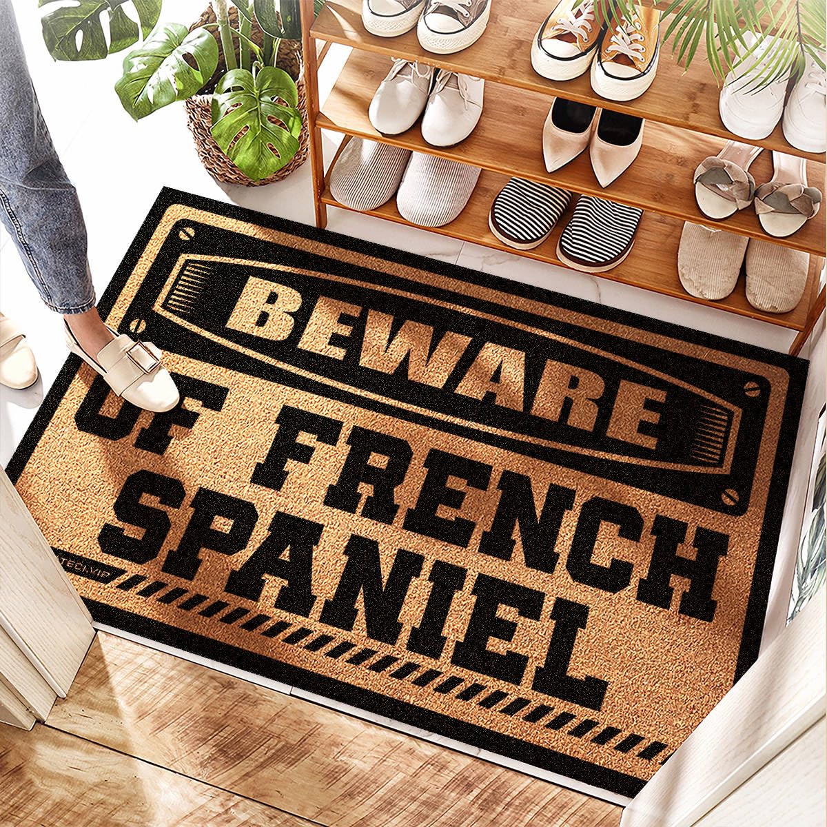 Paillasson extérieur French Spaniel en jute - Tapis d'entrée 40x60cm pour porte et douche