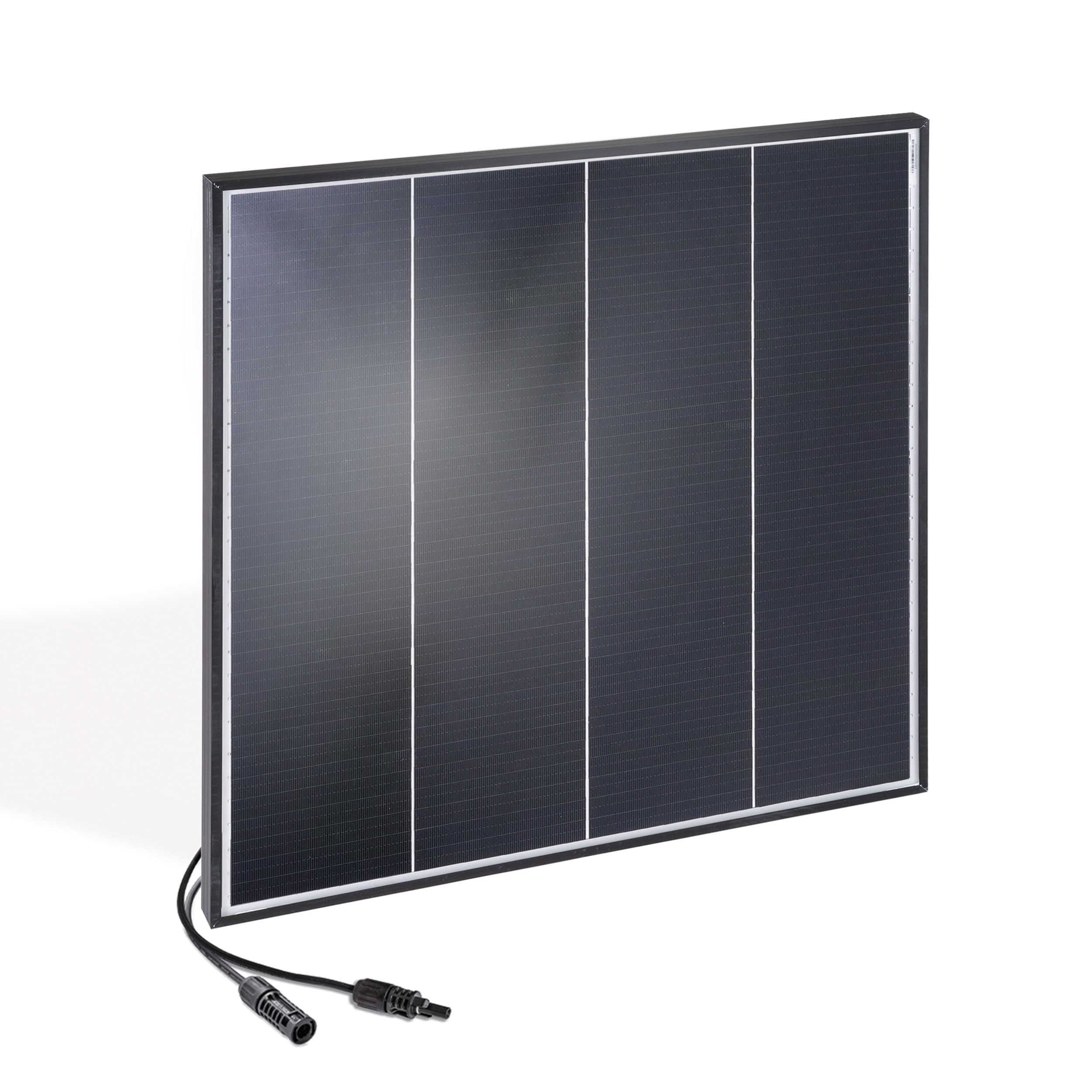 esotec monokristallines Solarmodul, 50Wp, 38V, 530x490x35mm, MC4 kompatibel, Dachschindeltechnologie, Kabel 2x0,5m, 35mm Alurahmen, Bypass Dioden, Hageltest ICE 61215 wetterfest winterfest 131076