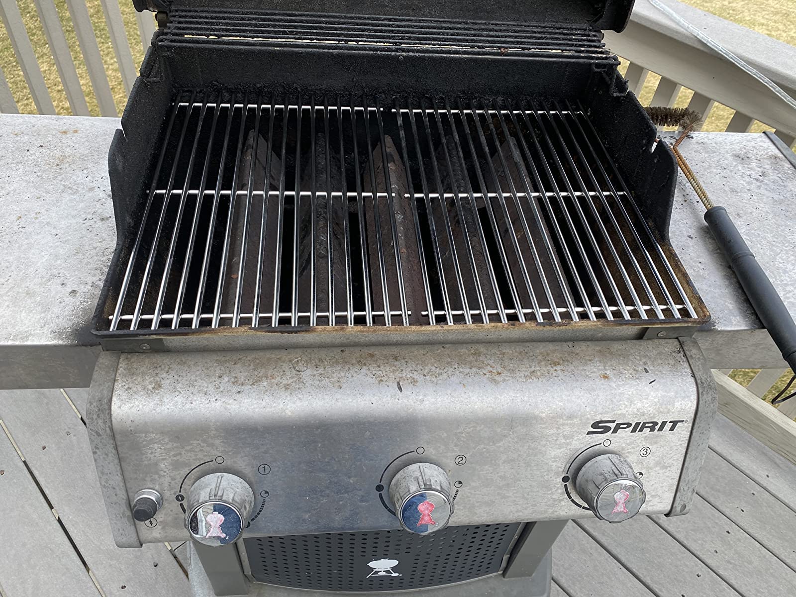 GFTIME 7527 Acciaio Inox Griglie di Cottura Parti di Ricambio per Weber Spirit 300 Series, Spirit 700, Genesis Silver Gold B/C,29,85 x 43,82 CM Griglie di Cottura (con manopola Laterale),Set di 2