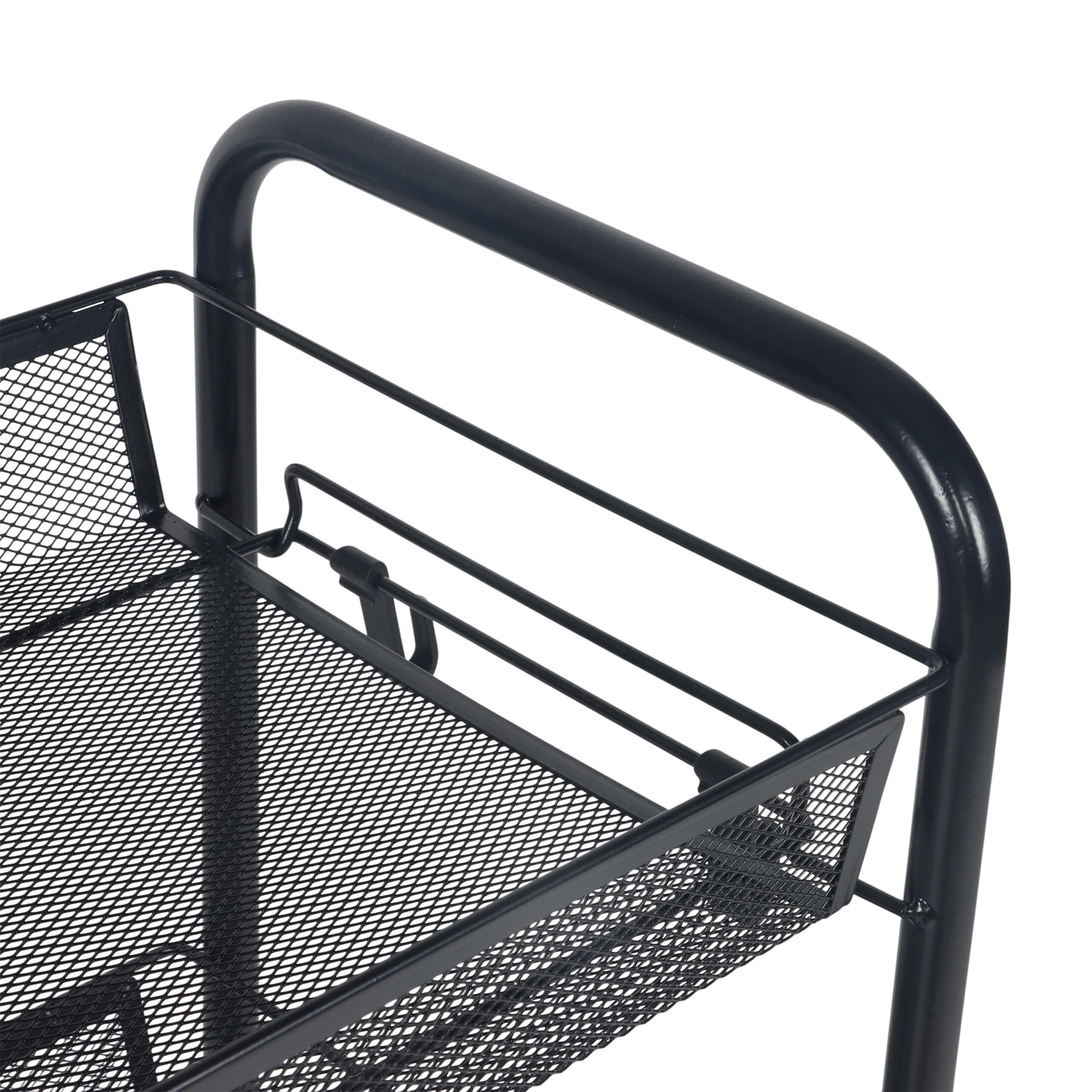 Chariot Relaxdays 4 étagères en Maille - desserte Cuisine/Salle de Bain/Bureau, 84×44,5×26 cm, métal Noir