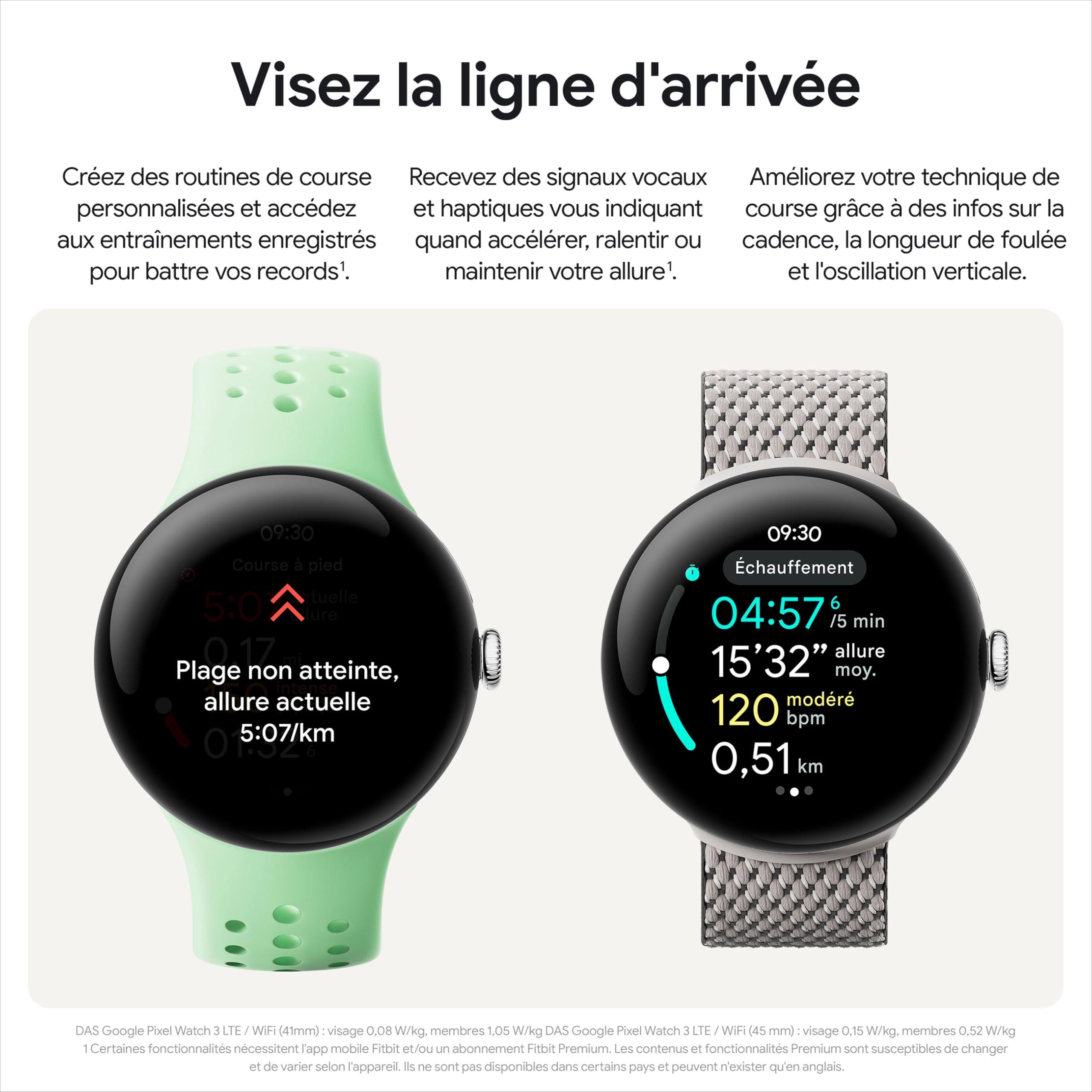 Google Pixel Watch 3 (45 mm) — Boîtier Noir Mat — Bracelet Noir Volcanique — Wi-FI