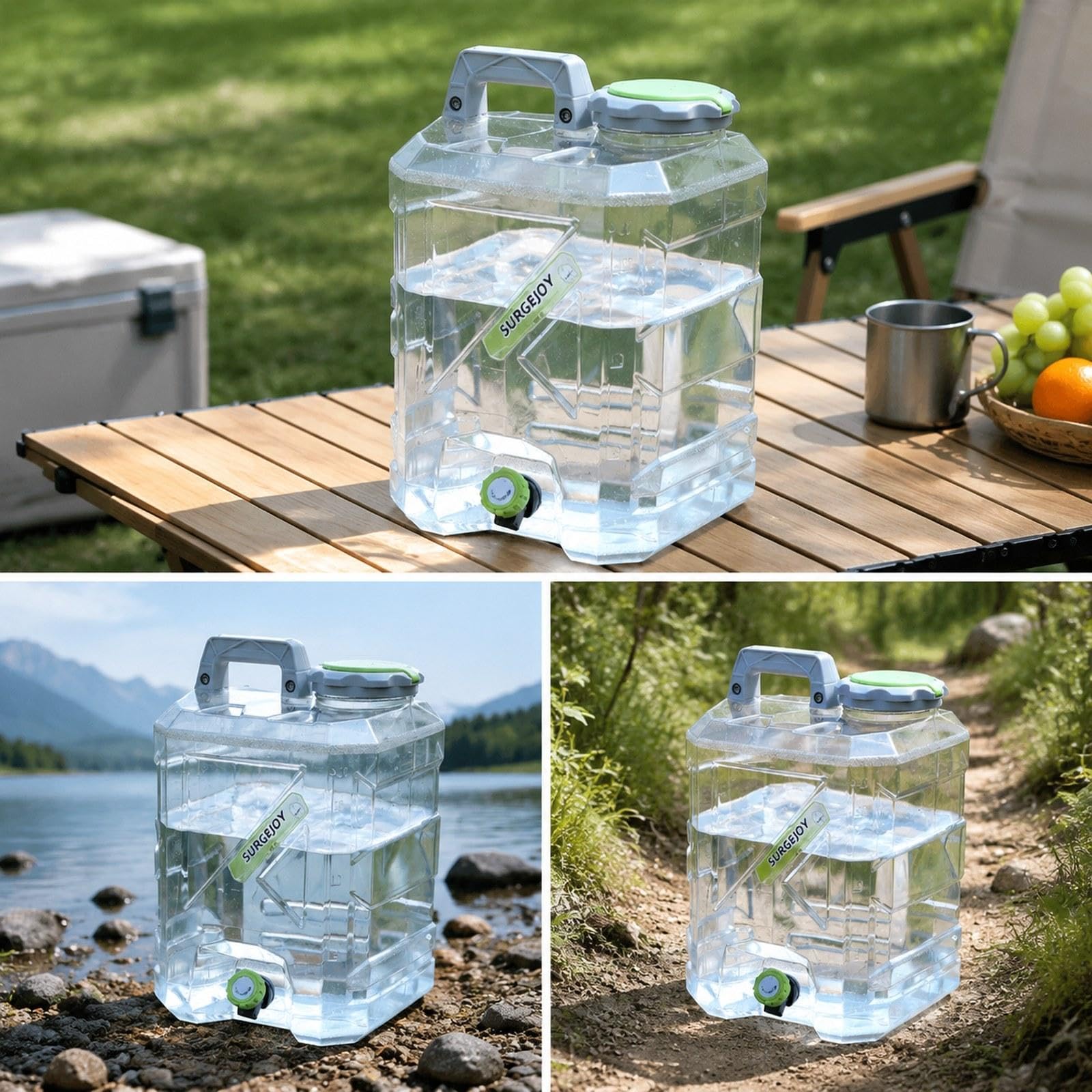 Contenitore Acqua Portatile con Rubinetto Tanica Conservazione Bidone Bevande Escursionismo Secchio Riutilizzabile con Rubinetto Girevole Materiale PP