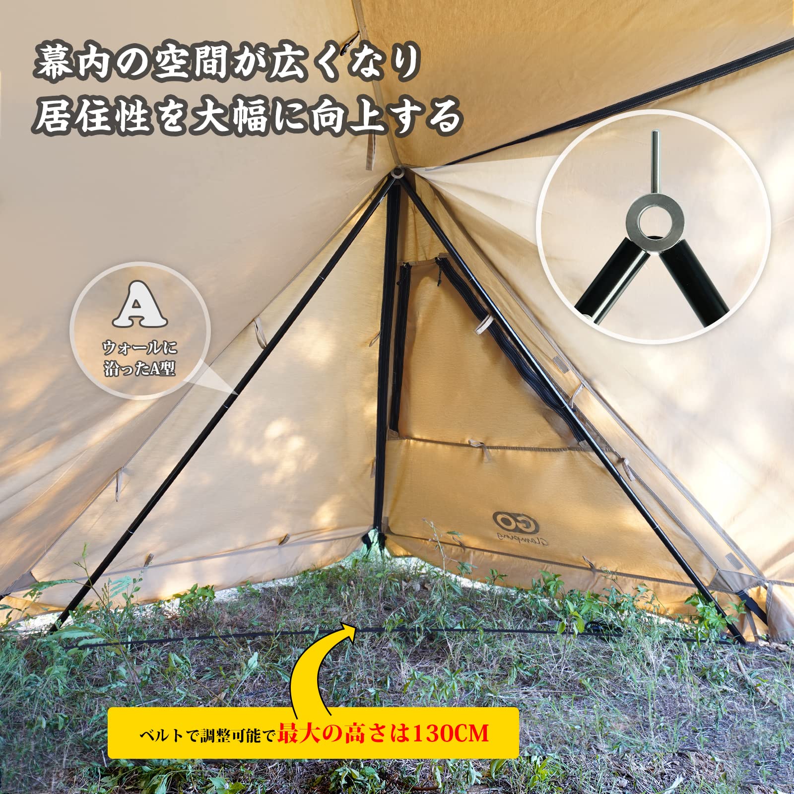 Amazon | GOGlamping 二又ポール 二又接続ポール 二又ポールの