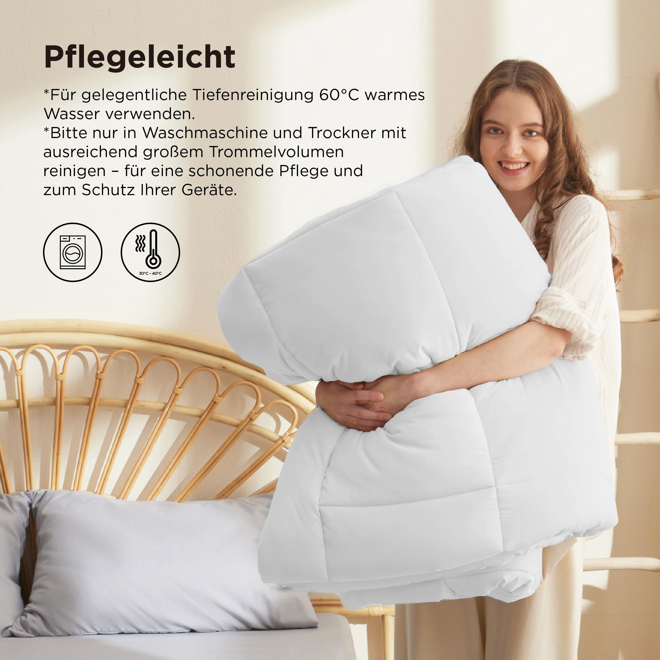 BEDSURE Bettdecke 220x240 Winterdecke 450gsm - Warm Winterdecke, Weiß | Oeko-Test Zertifiziert Bettdecken, Weiche Microfaser Schlafdecke, Winterdecke, für Winter, Waschbar Dicke Winterbettdeck