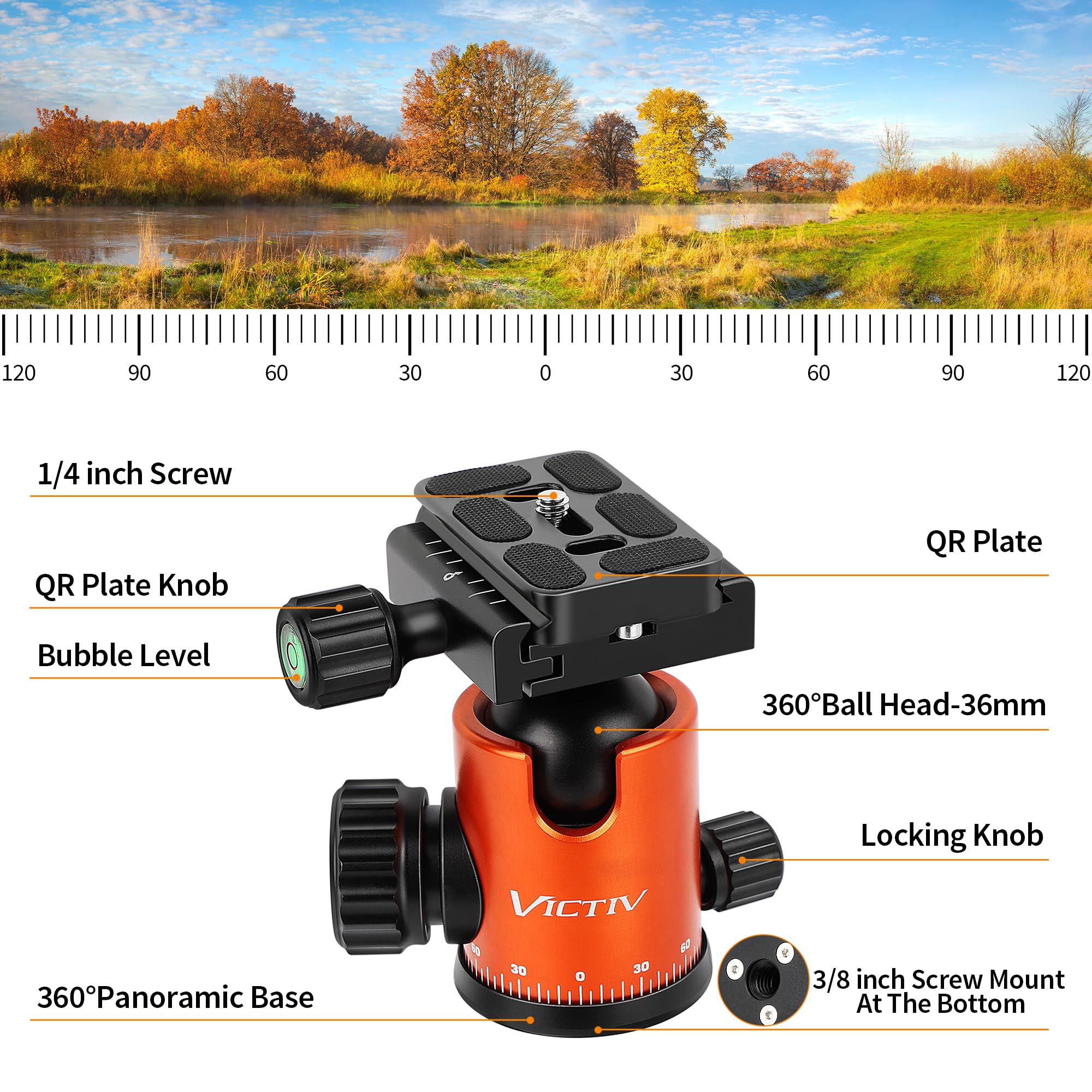 Victiv 205cm Professionelles Kamera Stativ, Aluminiumlegierung Reisestativ Stativ mit 360° Kugelkopf für DSLR Canon Nikon Sony, belastbar bis 15,4 kg, 2-in-1 Fotostativ Einbeinstativ für Kamera, Handy