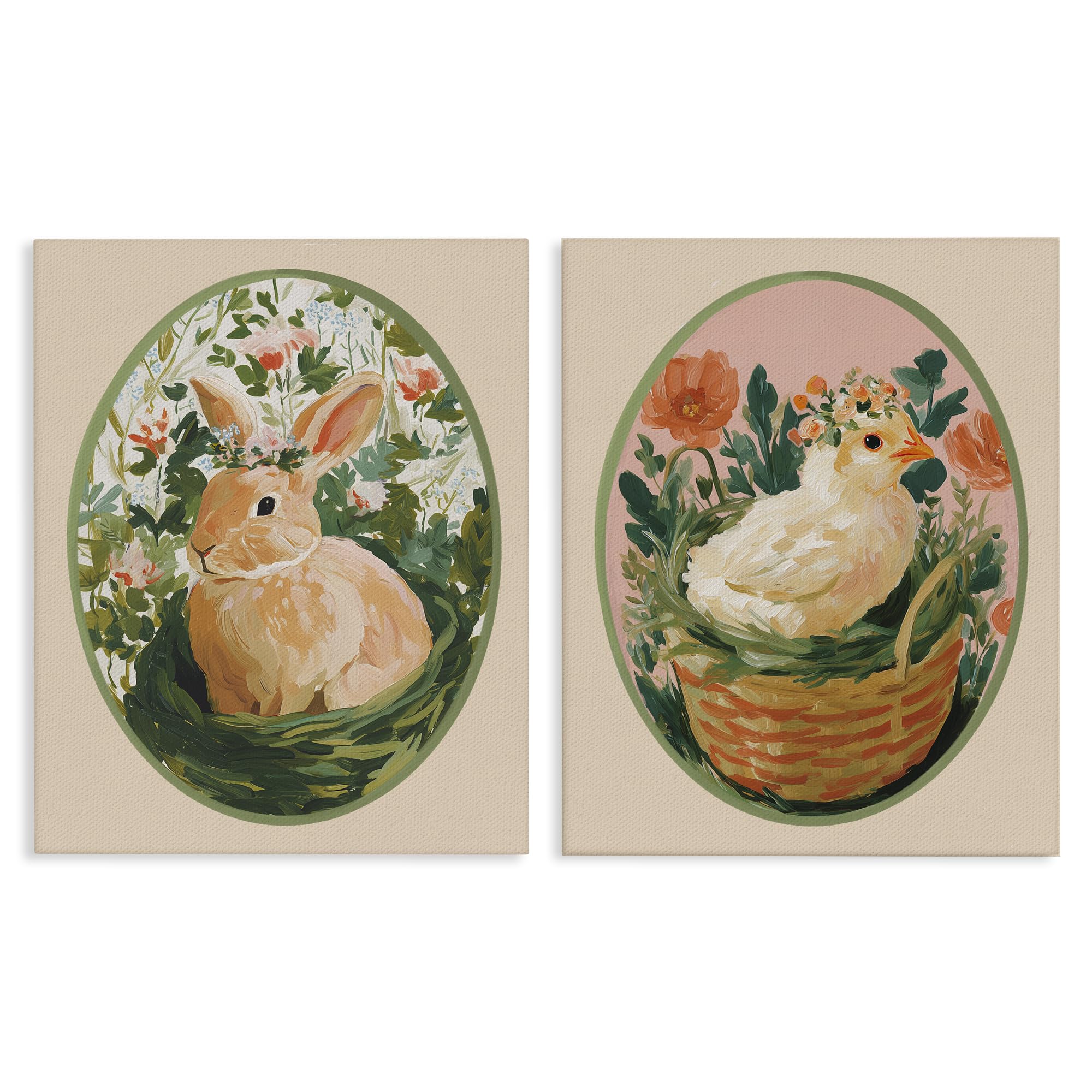 Stupell Industries 'Bloom Nest Animals', 2pc Canvas Art Set 2, 24 x 30 Inches, Easy to Hang and Sturdy, Made in USA, by Yen