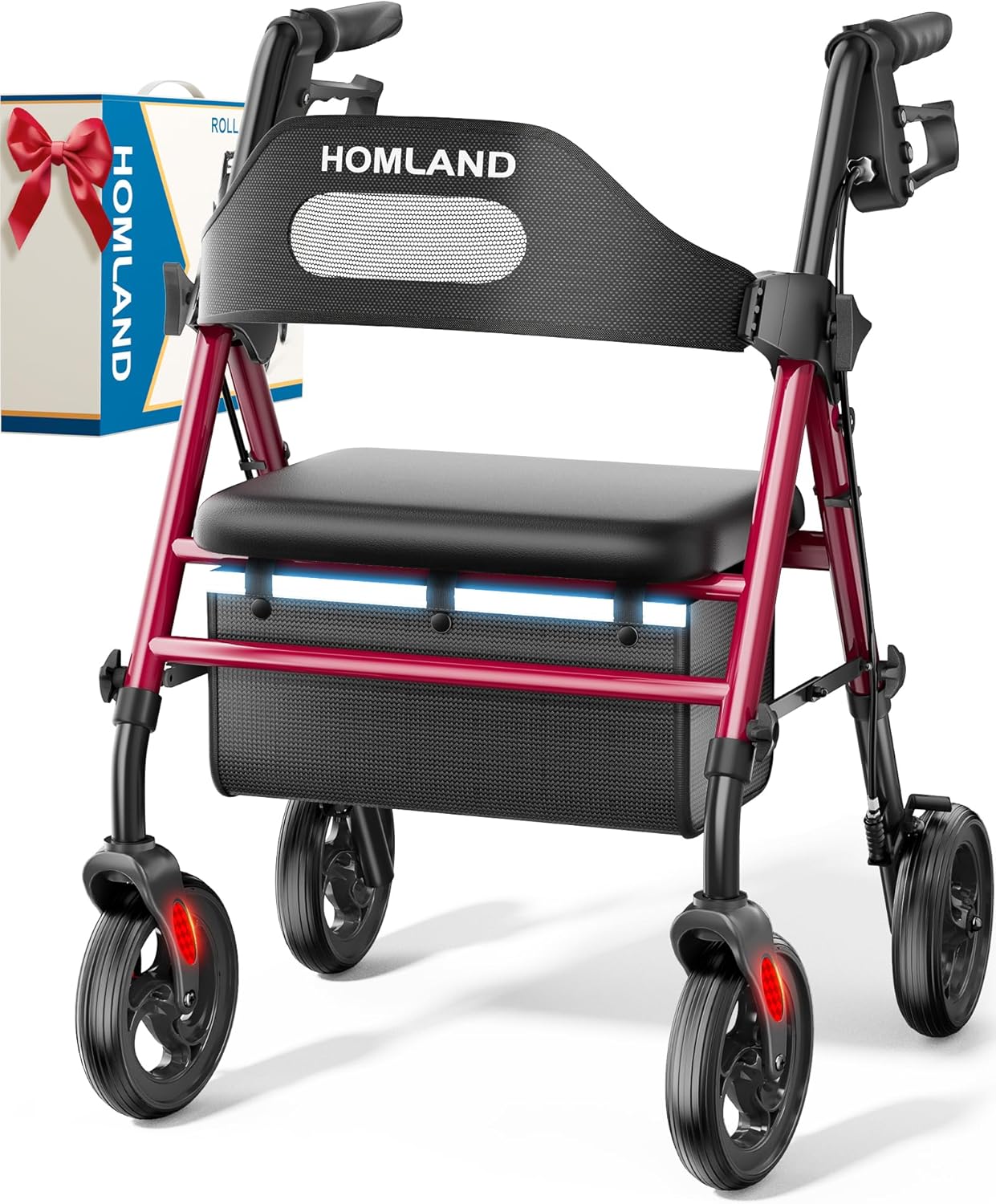 HOMLAND Foldable Rollator Walkers with Seat for Seniors