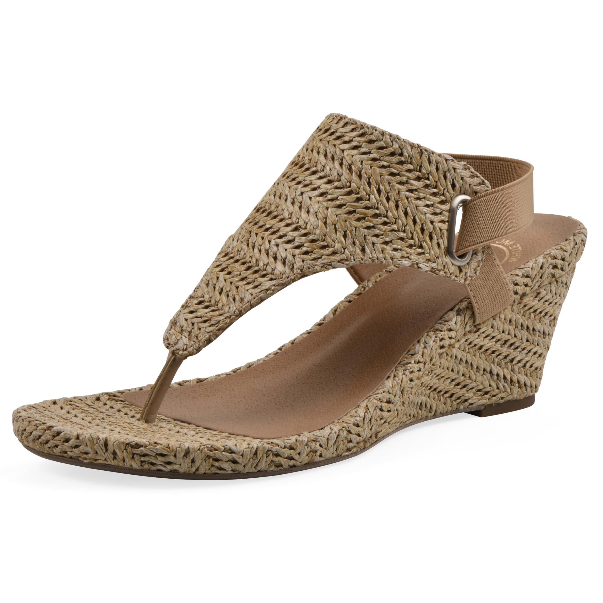 WHITE MOUNTAIN Women's All Dres Triangle Thong Sling-Back Wedge Sandal