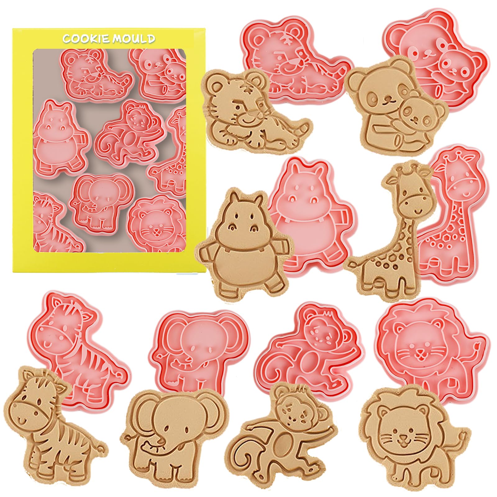 JINGIHE 8Pcs 3D Animal Cookie Cutters Set Biscuit Cutters for Kids Baking
