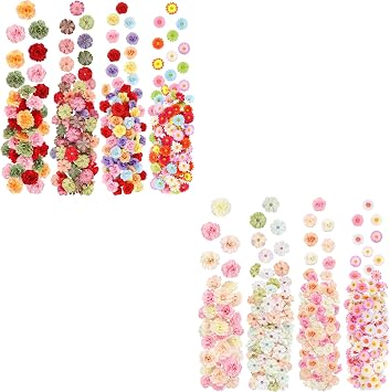 ATTGREAT 310PCS Bright & 310PCS Light Fake Flower Heads Bundle, Bulk Mini Silk Artificial Floral Heads for DIY Crafts, Wedding & Home Decor