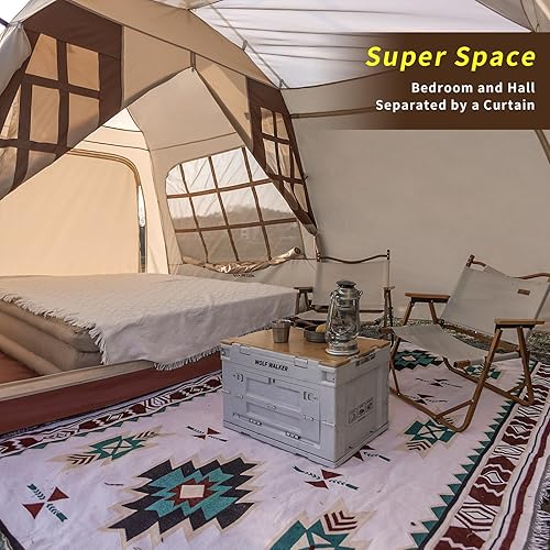 Miniatura 3 de Wolf Walker Tienda de campaña para 4-5 personas, tipi, tienda india, doble capa, impermeable, refugio, tiendas de yurta para senderismo familiar al