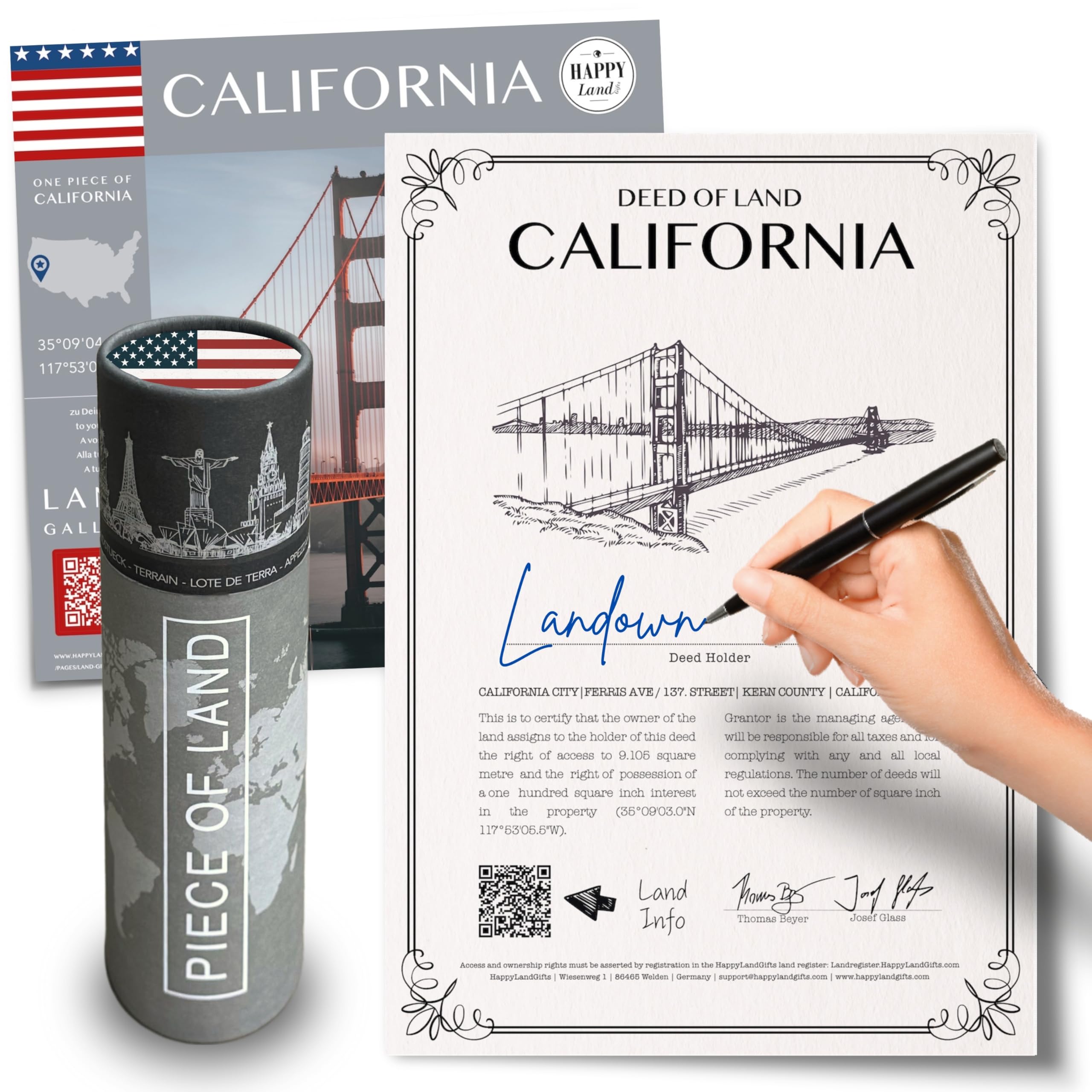 Californian Gifts | Real Piece of California | Highly Unique Gift idea | Blank Certificate to Write in The Name of Your Choice | for Women, Men, Birthday, Anniversary, Wedding