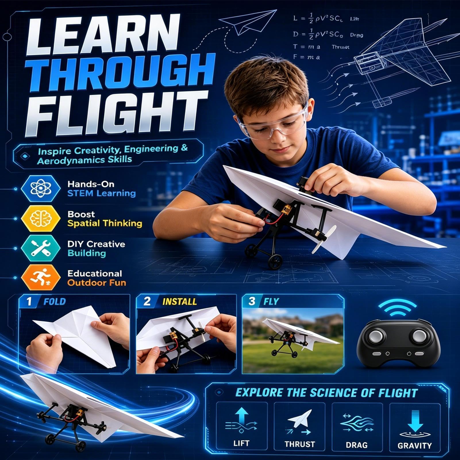 Kit fai da te per aeroplano di , doppie eliche, pieghevoli, con