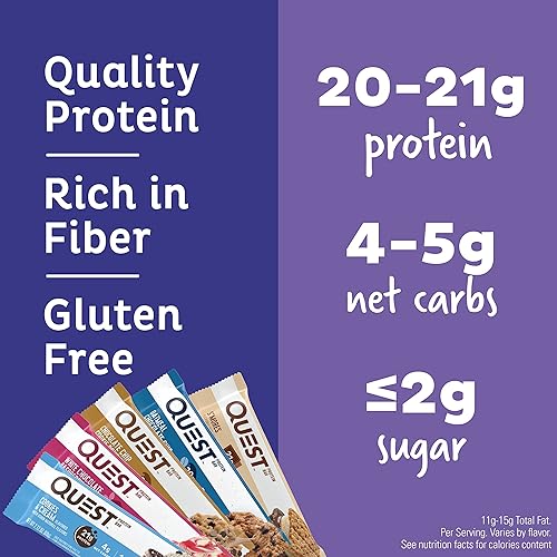 Miniatura 3 de Quest Nutrition Ultimate Variety Pack Barras de proteínas, altas en proteínas, bajas en carbohidratos, sin gluten, aptas para dieta cetogénica, 12