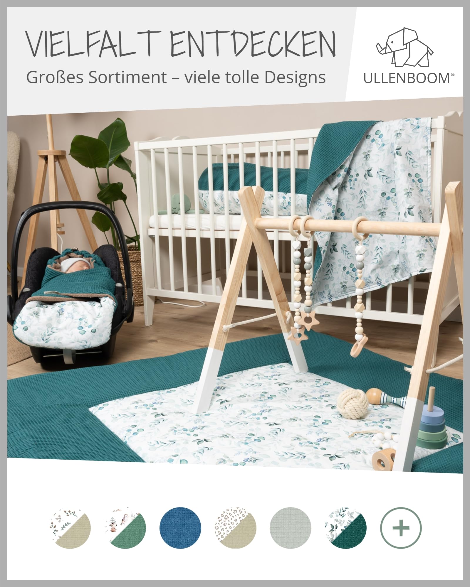 ULLENBOOM ® Rivestimento per fasciatoio 75x85 cm Eucalipto Turchese (Made in EU) - Coprifasciatoio in cotone naturale, Coperta per il fasciatoio, motivo: stelle, pois