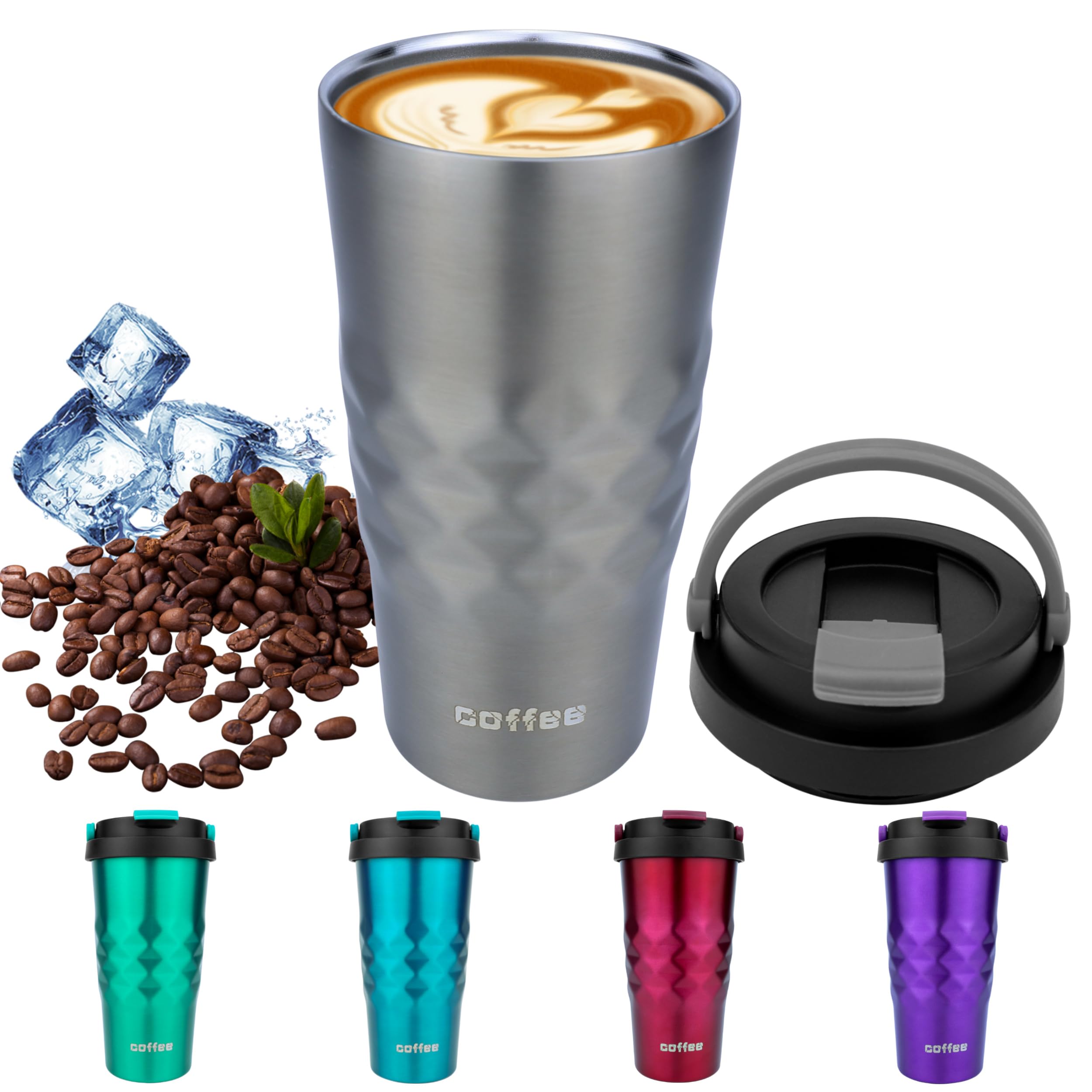 Disoza 15 Oz Insulated Travel Coffee Mug – Stainless Steel, Spill-Proof Lid, Fits Car Cup Holder, Blue - View #13