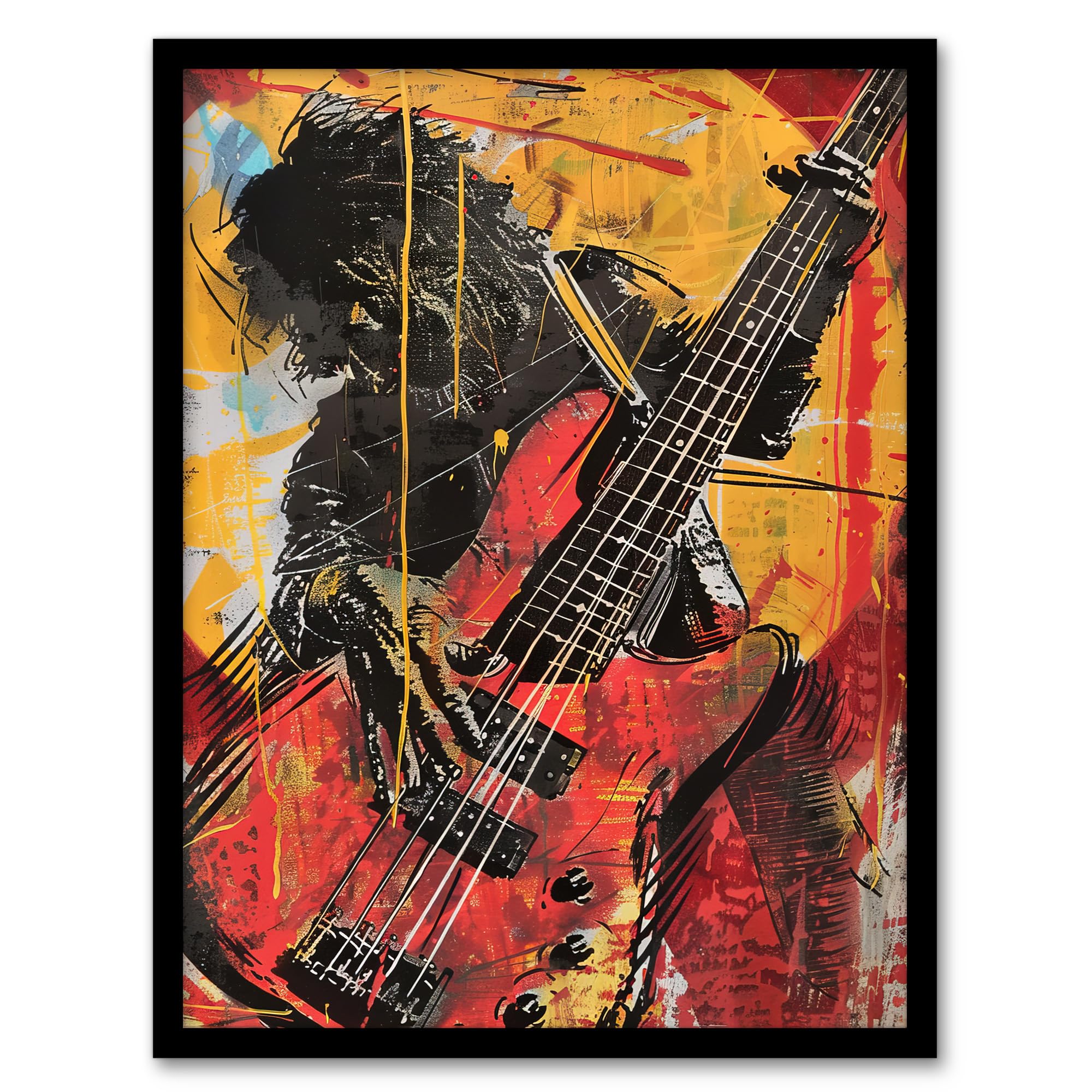 Artery8 Guitar Player Musician Gig Abstract Painting Living Room Artwork Framed Wall Art Print 18X24 Inch