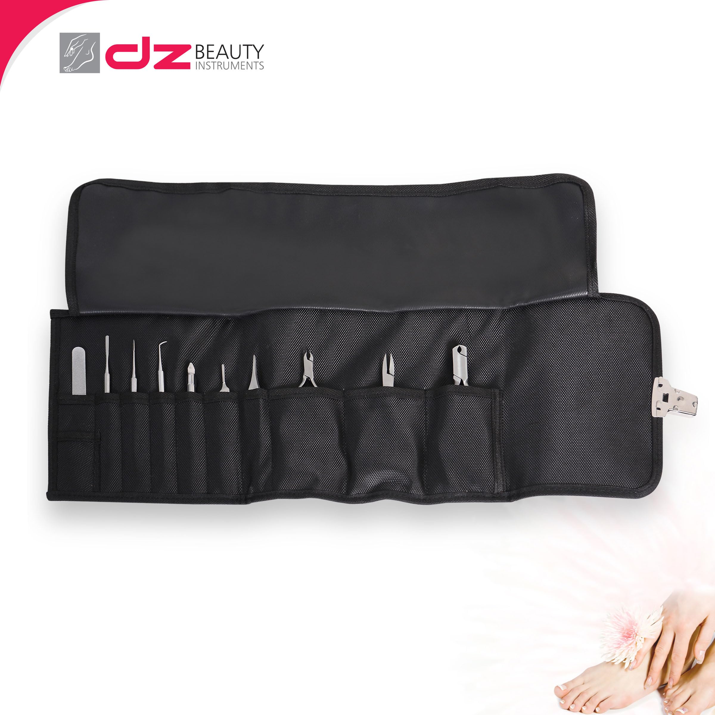 Estuche para cuidado de los pies, bolsa vacía para manicura, pedicura, instrumentos cosméticos, Negro , 13 cm x 19 cm, Tradicional