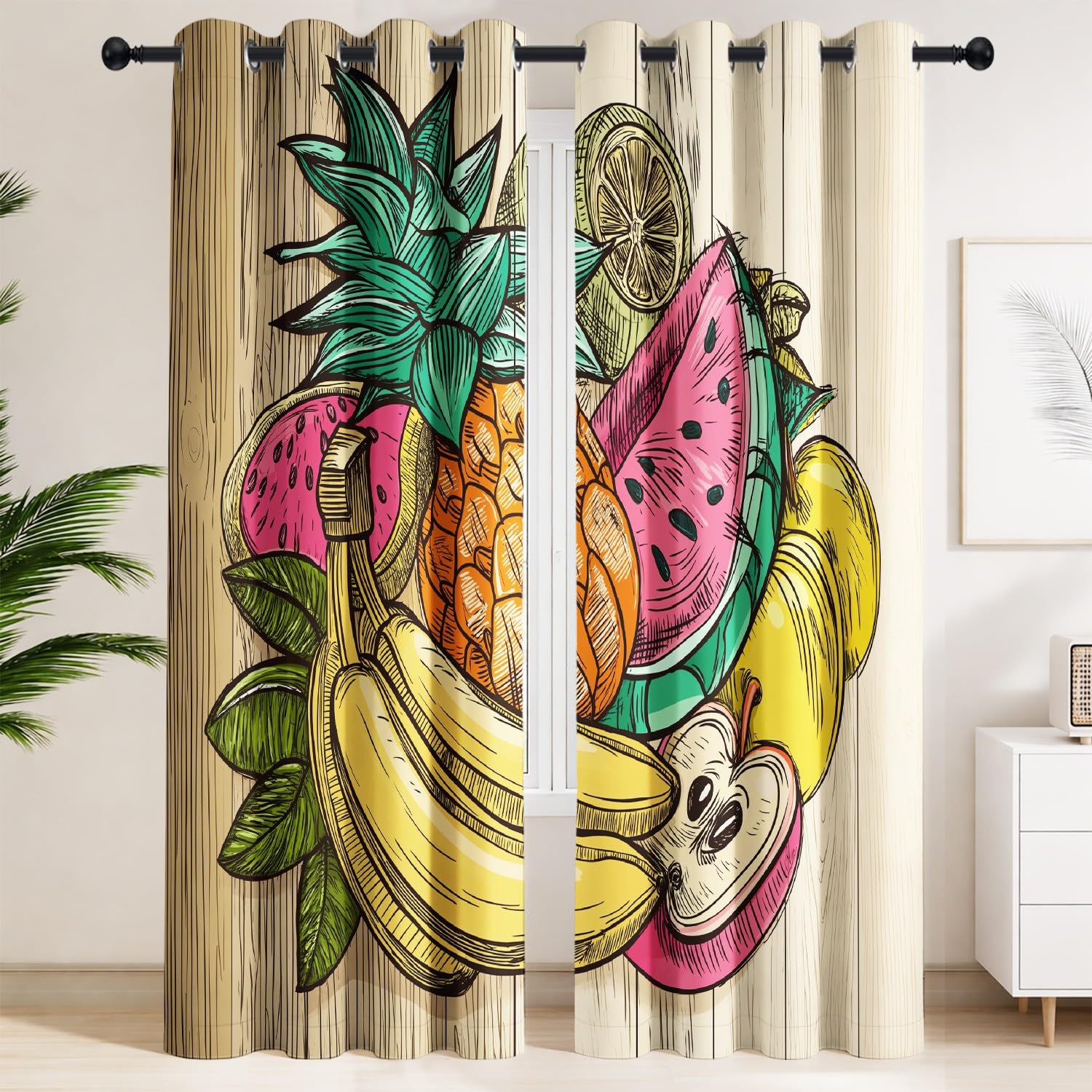 Rideau tropical pastèque banane pour égayer une chambre d'enfant