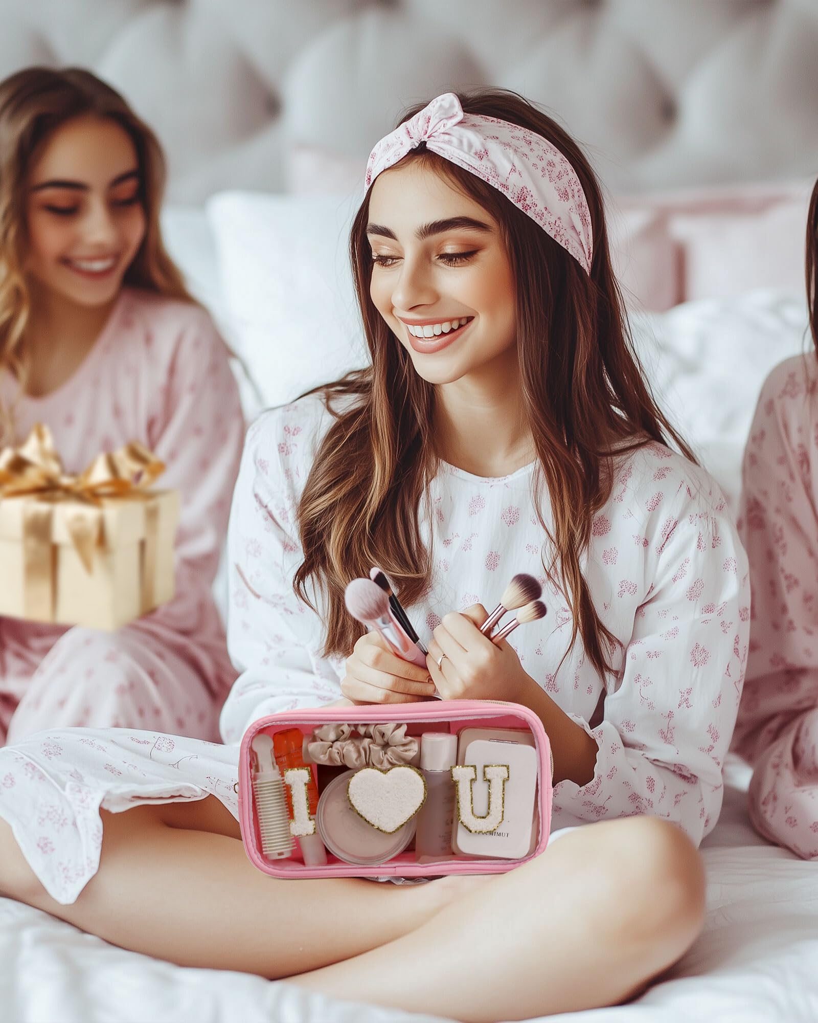 Pocmimut Bolsa de maquillaje, neceser de viaje personalizada, artículos de moda A-Z, regalo de cumpleaños para adolescentes y adolescentes, novia, profesora y madre, Pequeño-azul, S, A