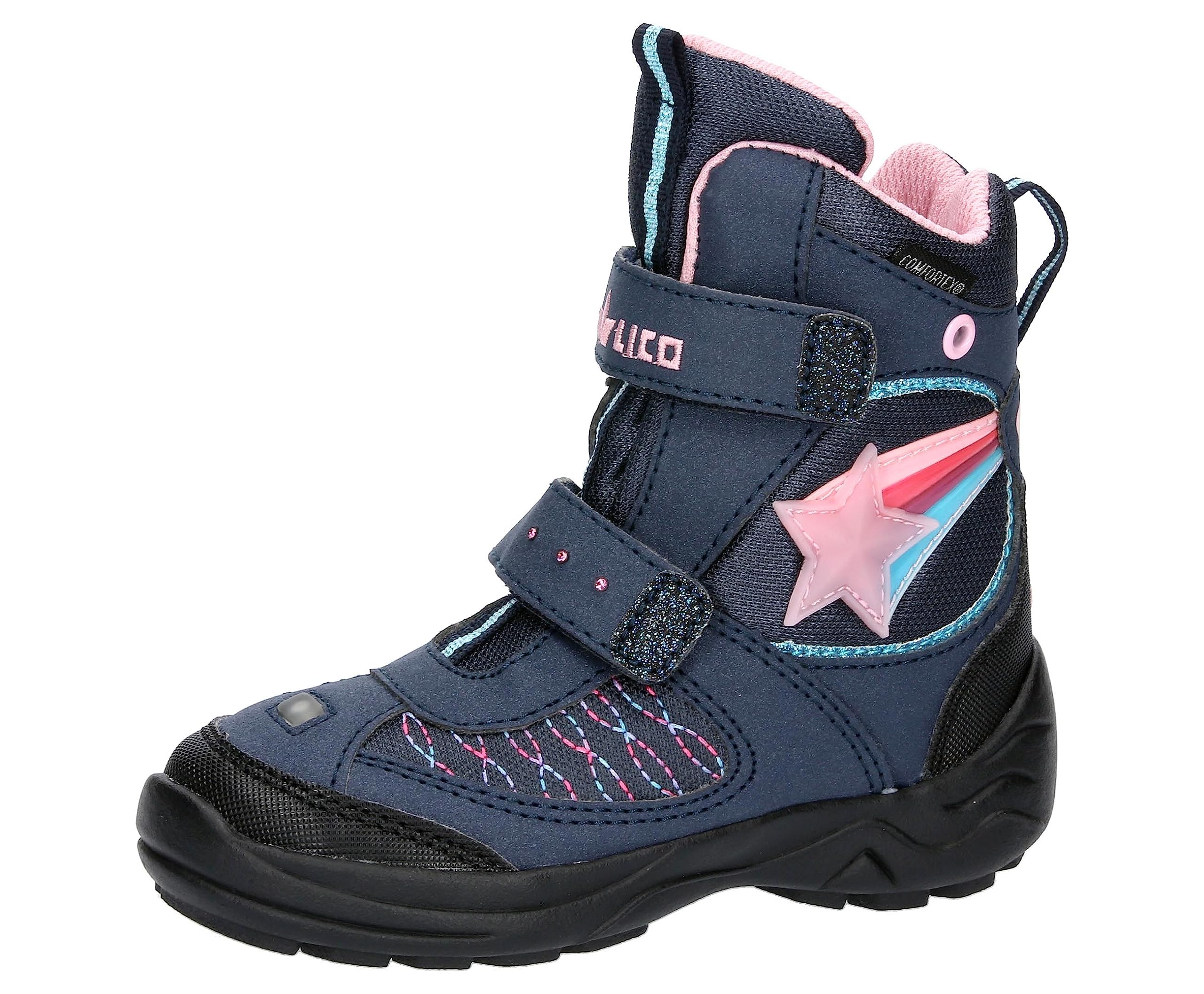 Lico Girls Maline V Blinky Snow Boots, Navy Pink Turquoise, 8.5 UK