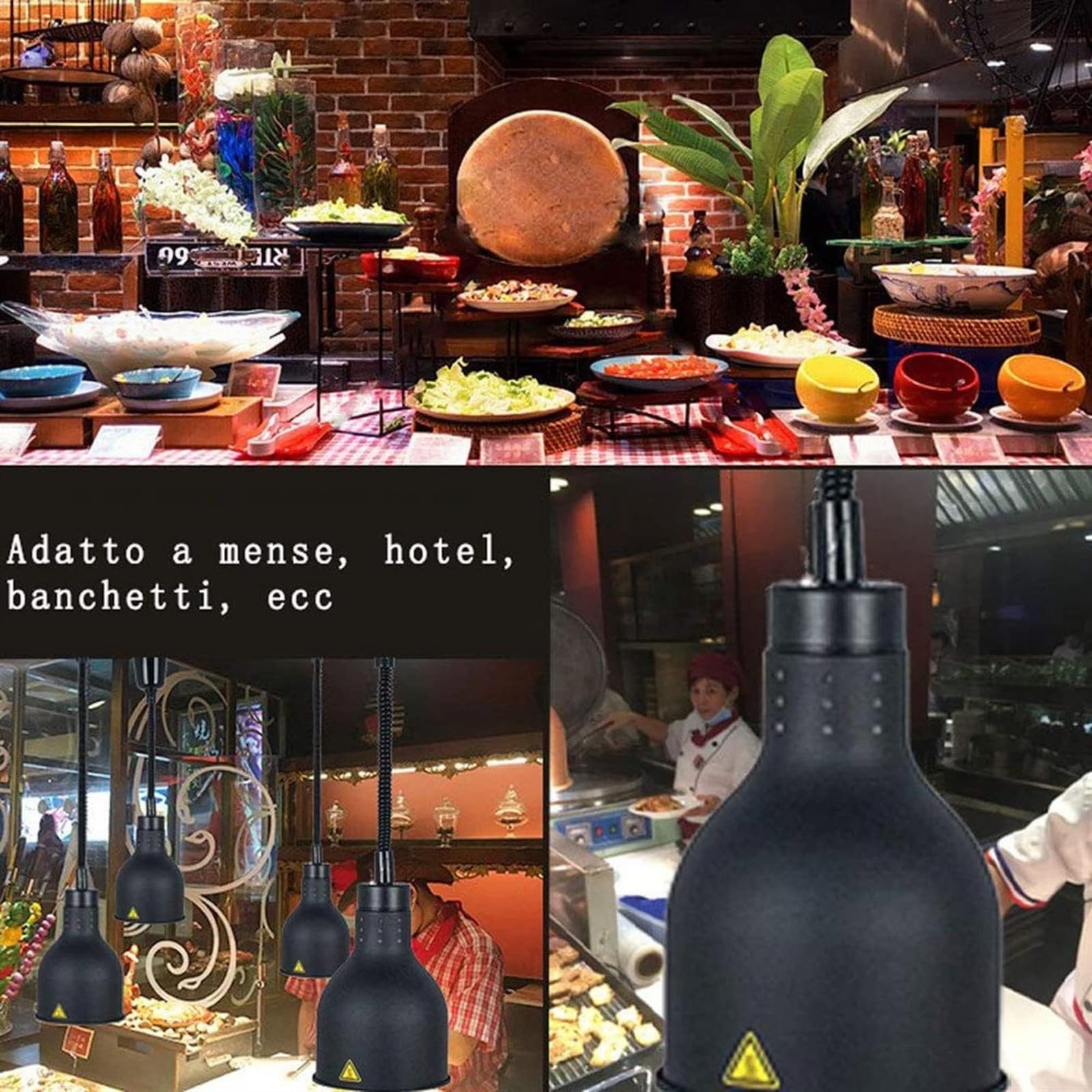 Lampada riscaldante commerciale per appendere cibi, Lampada riscaldante per ristoranti, Lampada riscaldante per alimenti, Lampada riscaldante commerciale per alimenti caldi, Lampada riscaldante a in