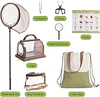 Vista 2 de ROBOTIME Kit de explorador para niños y juego de cocina de barro de madera al aire libre – Kit de atrapador de insectos con lupa y red + cocina