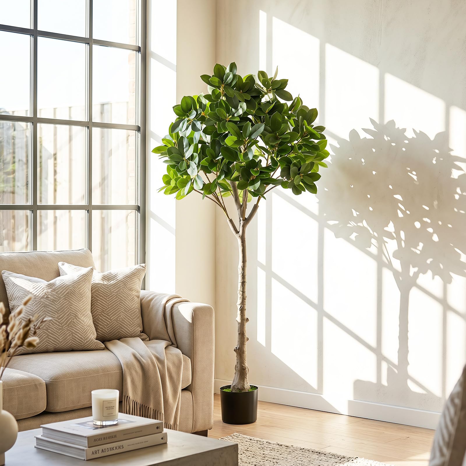 COSTWAY Pianta Finta, Ficus Finto da Interno e Esterno (140 cm) | Albero Artificiale con Rami Realistici, Foglie Fitte e Vaso Zavorrato, per Salotto, Ufficio, Hotel, Balcone e Giardino