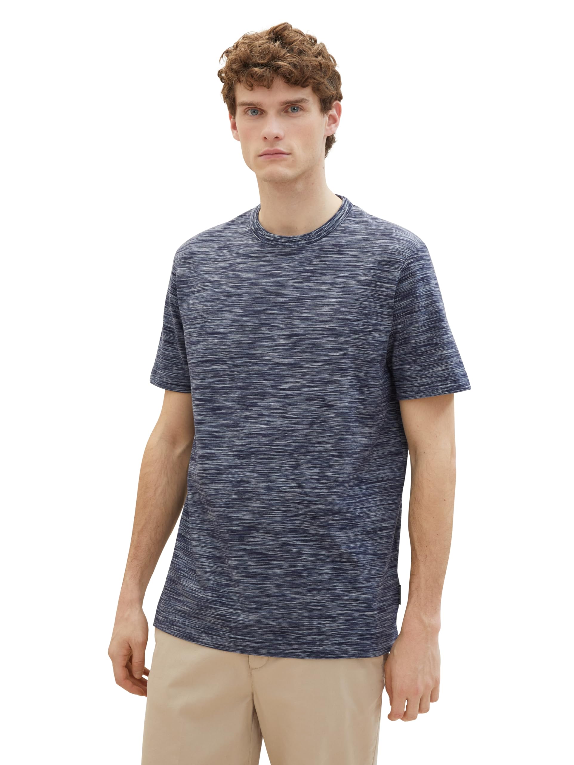 TOM TAILOR Men's T-Shirt, 35058 - Foggy Blue Spacedye Pique, M