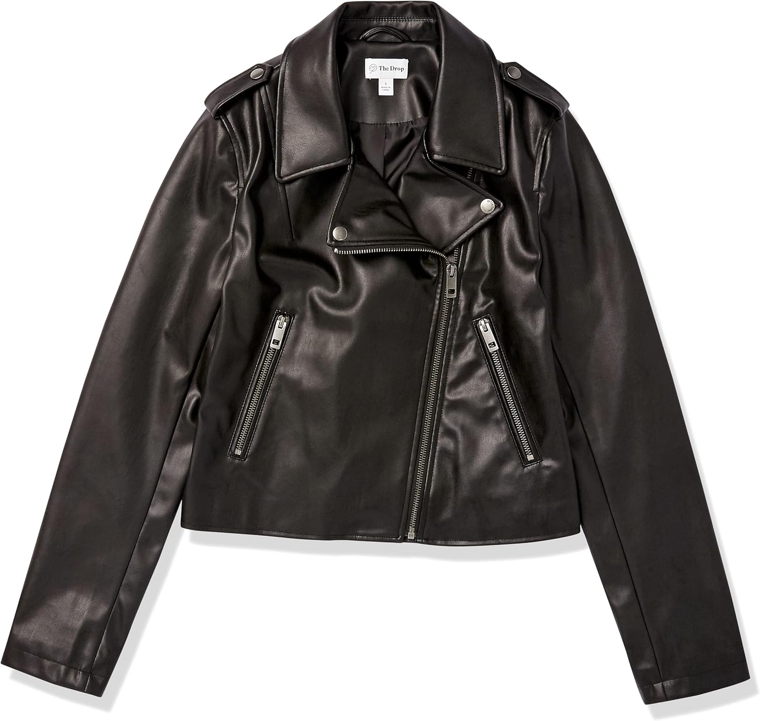 The Drop Women's Heather Faux Leather Moto Jacket - Image 6