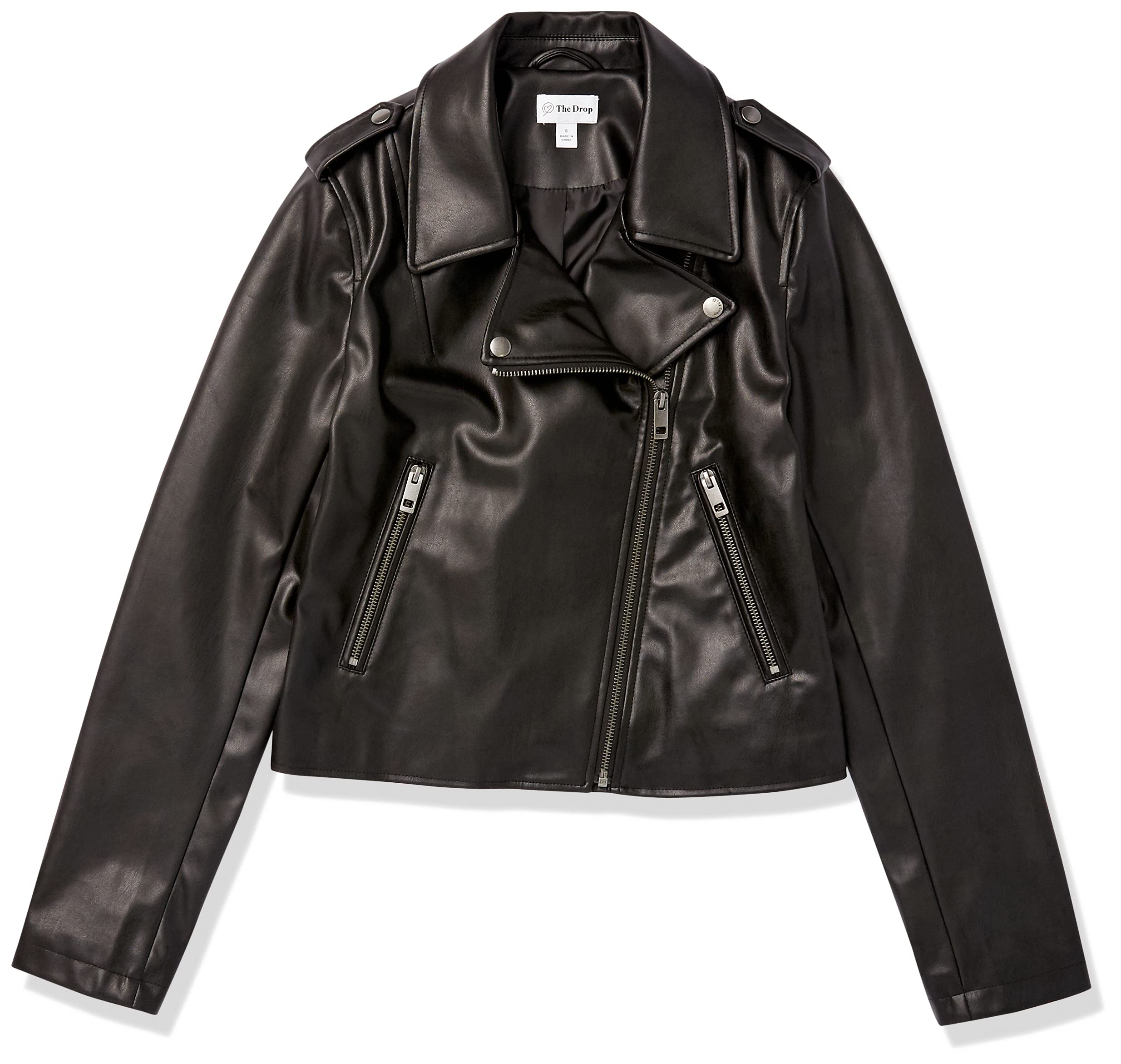 The Drop Women's Heather Faux Leather Moto Jacket