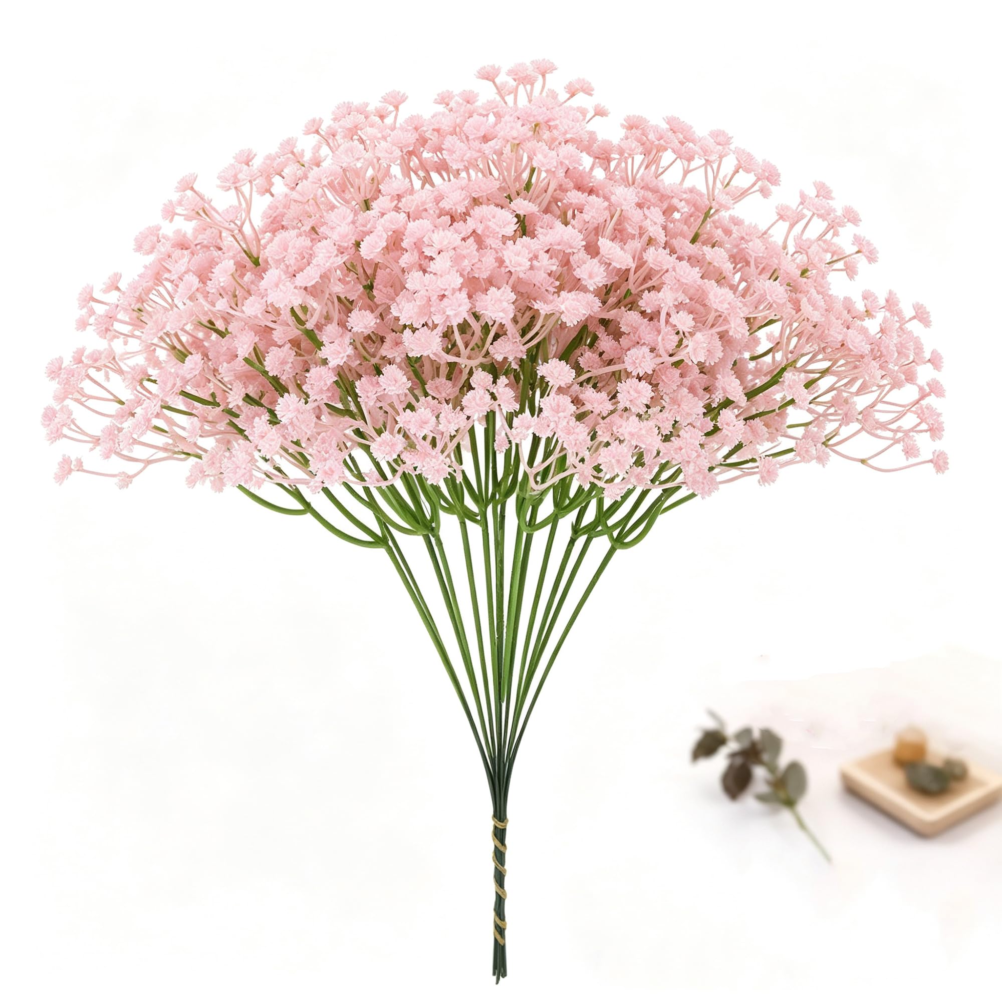 MINWEGI 20 Stems Light Pink 5-Prong Artificial Baby's Breath for Home Decor