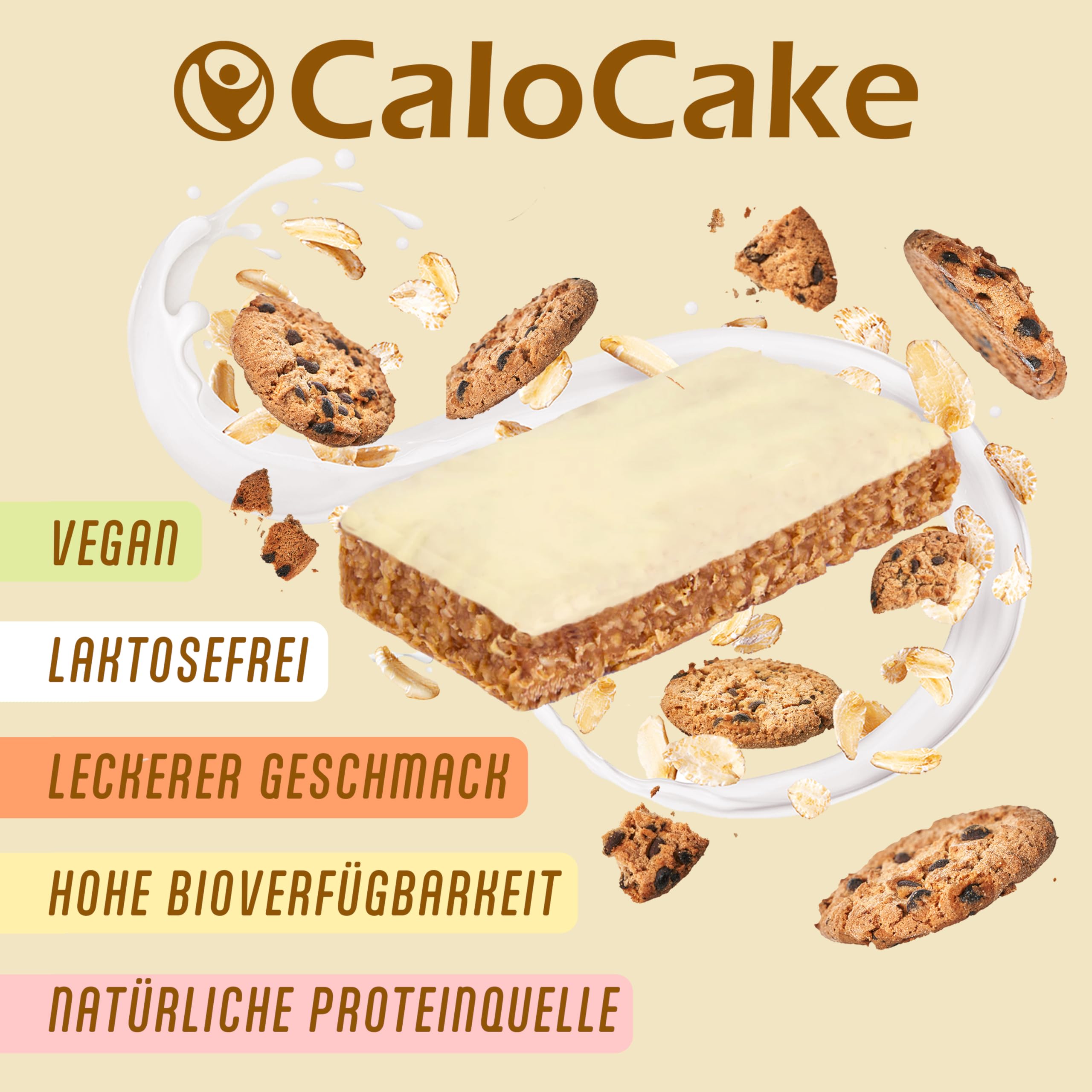 Nahrung hochkalorisch für Gewichtszunahme | Ausdauer- & Energieriegel mit viel Protein & 592 Kalorien | Mahlzeiten Riegel vegan & laktosefrei | CaloCake von CaloVital 24er Box (Cookies & Cream)