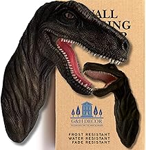 G&H Decor DIN003 - Dinosaur Wall Hanging - Raptor Head - Polyresin Statue - Hand Finished with Intricate Detail - Suitable for Indoor or Outdoor Use