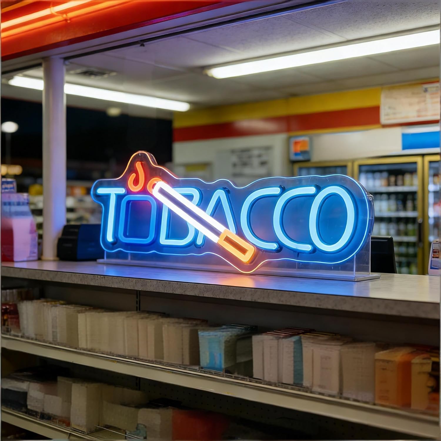 Business Neon Sign Light Up Letters Led Sign for Wall Decor Door Signs Led Decorative Night Signs Decorations for Signboard Display Billboard Grand Opening Gift 16Inch (Tobacco)