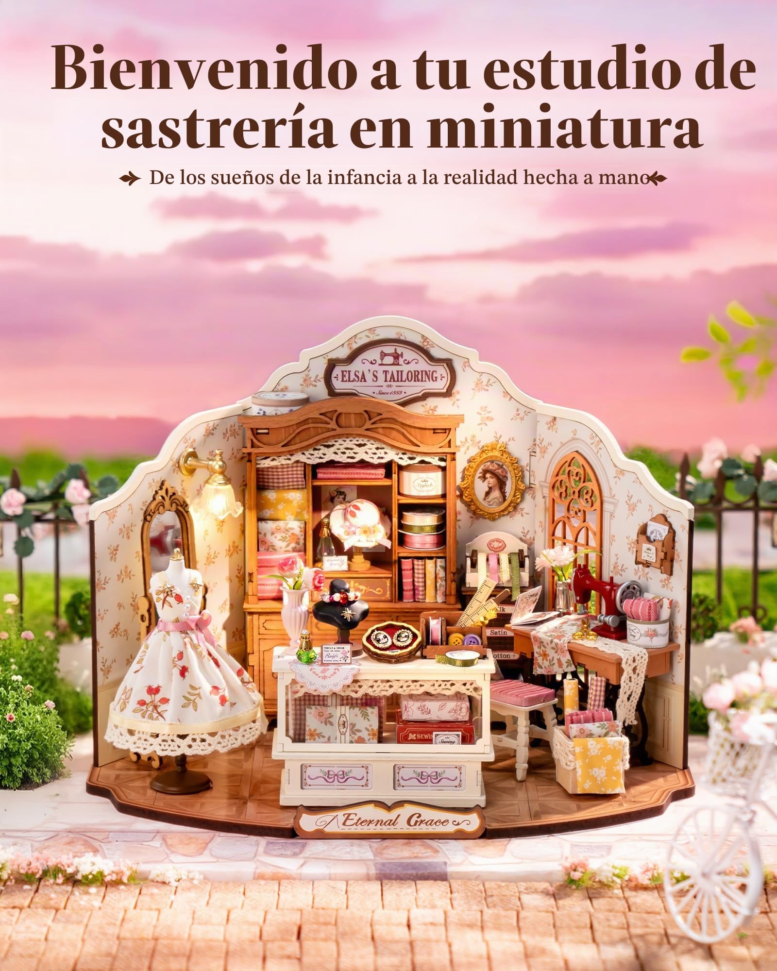 Robotime Maison Miniature Catherine's Living Room – Kit DIY Salon Vintage En Bois Avec Lumières LED – Cadeau Créatif Pour Adultes Et Filles
