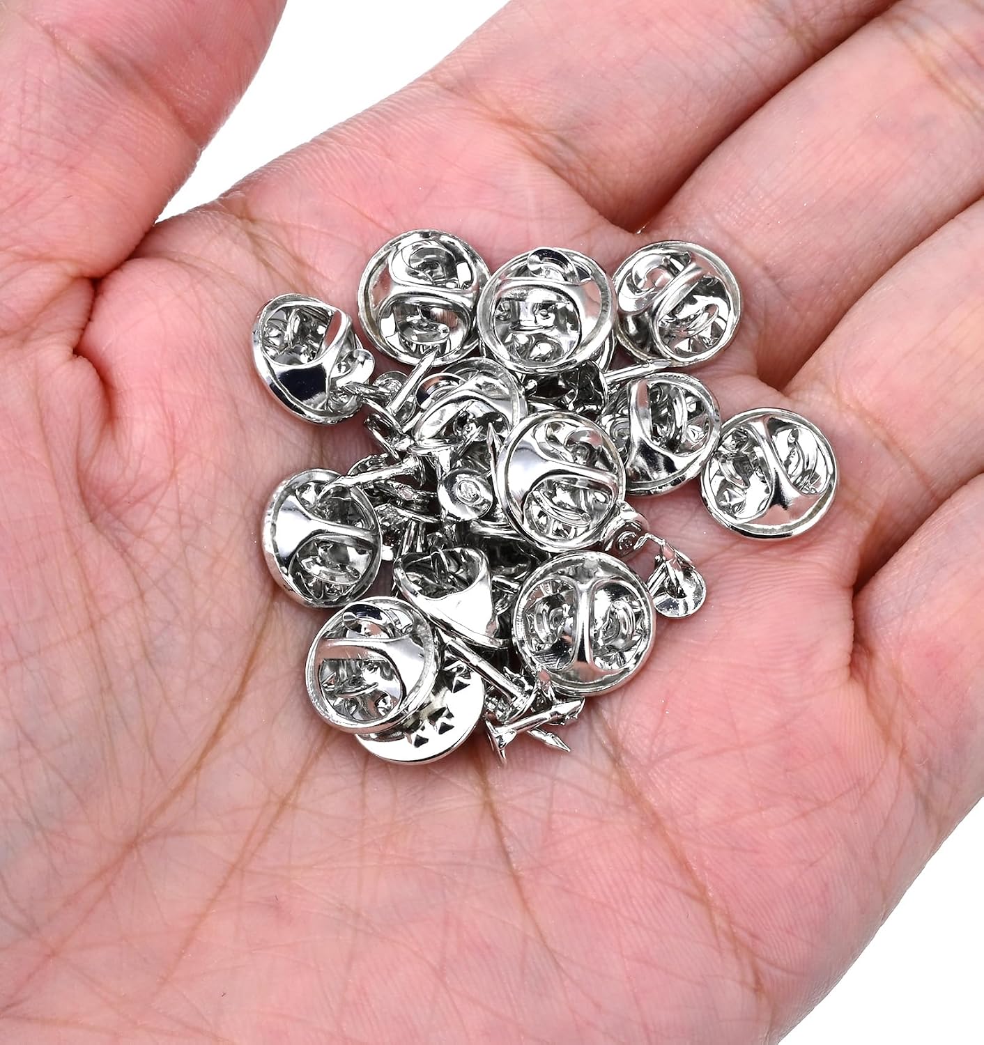 50 Pairs Tie Tack Pins, Pin Backs Silver Butterfly Tie Tacks, Secure Locking Blank Pins Keepers for Jewelry Making