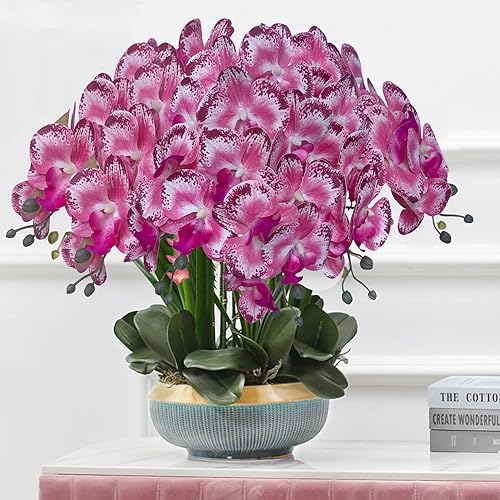 Miniatura 26 de FagusHome Phalaenopsis - Flores artificiales de 32 pulgadas, 6 piezas de orquídeas artificiales con tallo para decoración del hogar (rosa)