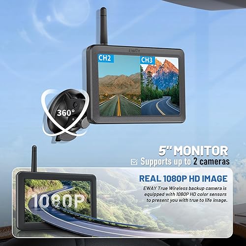 Miniatura 4 de EWAY Cámara de respaldo magnética inalámbrica WiFi con enganche magnético 1080P HD recargable con batería sin cableado cámara de monitoreo de visión