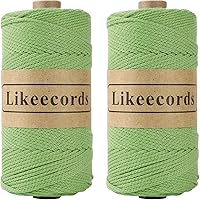 Vista 41 de 100% Algodón Hilo de Ganchillo para Bolsa de 2 mm 170 m Cuerda de Macramé de 2 mm Hilo de Crochet Cuerda de Macramé Regalo para Tejedor (Azul Verde)