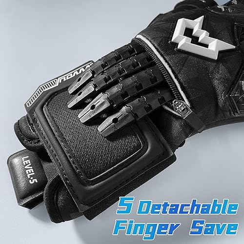 Miniatura 3 de WVVOU Guantes de portero de fútbol para adultos y jóvenes, guantes de portero de alto rendimiento con 5 dedos desmontables, guantes de fútbol