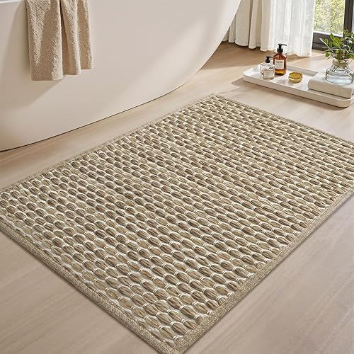 Miniatura 1 de AMOAMI Tapete de baño tejido único, súper absorbente, antideslizante, para el suelo del baño, con textura, de secado rápido, lavable, alfombras de