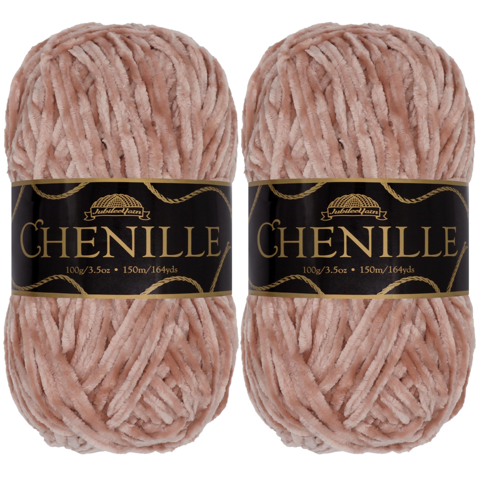 JubileeYarn Chenille Yarn - 100g/Skein Worsted Polyester - Roseate - 2 Skeins